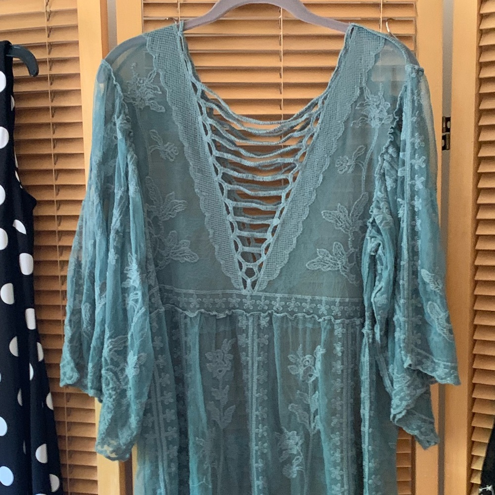 Lace Top/Dress/Cover-up. Sage green color, possibly a medium